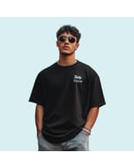 Greys&Blues Pima Oversized Round neck T-Shirt-Black